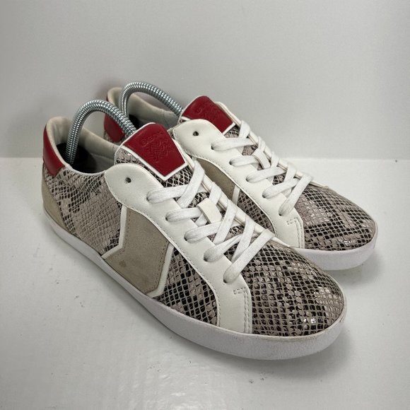 Geox Shoes - Geox Respira Italian Patent Snakeskin White Tan Womens US Size 8 EUR 38 Sneakers